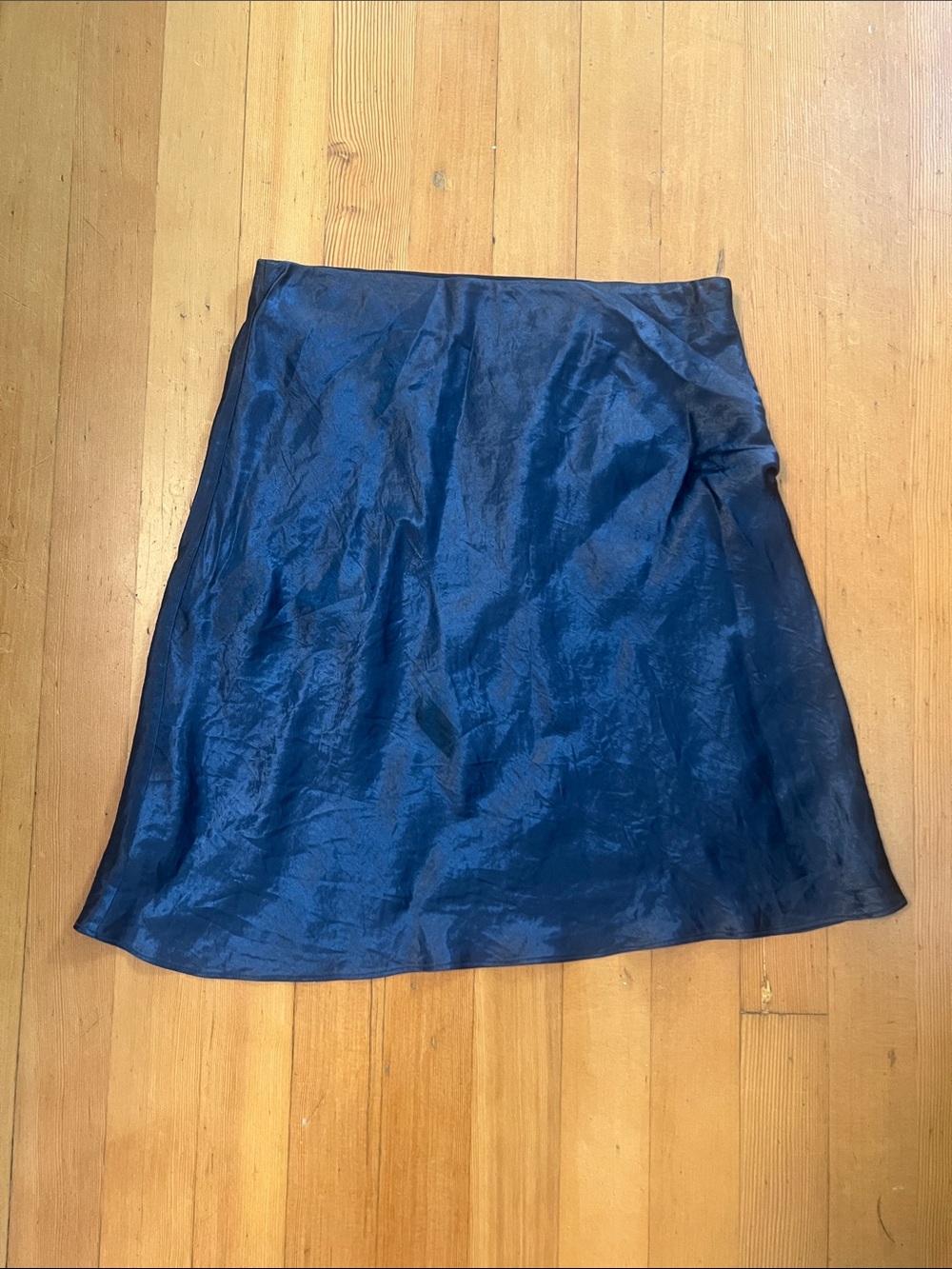 Babaton Navy Blue A-Line Satin Skirt